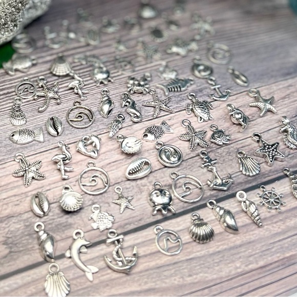 Tibetan Silver NAUTICAL Beach Ocean Themed Mini Charms Jewelry Making Mixed Lot - Picture 4 of 16